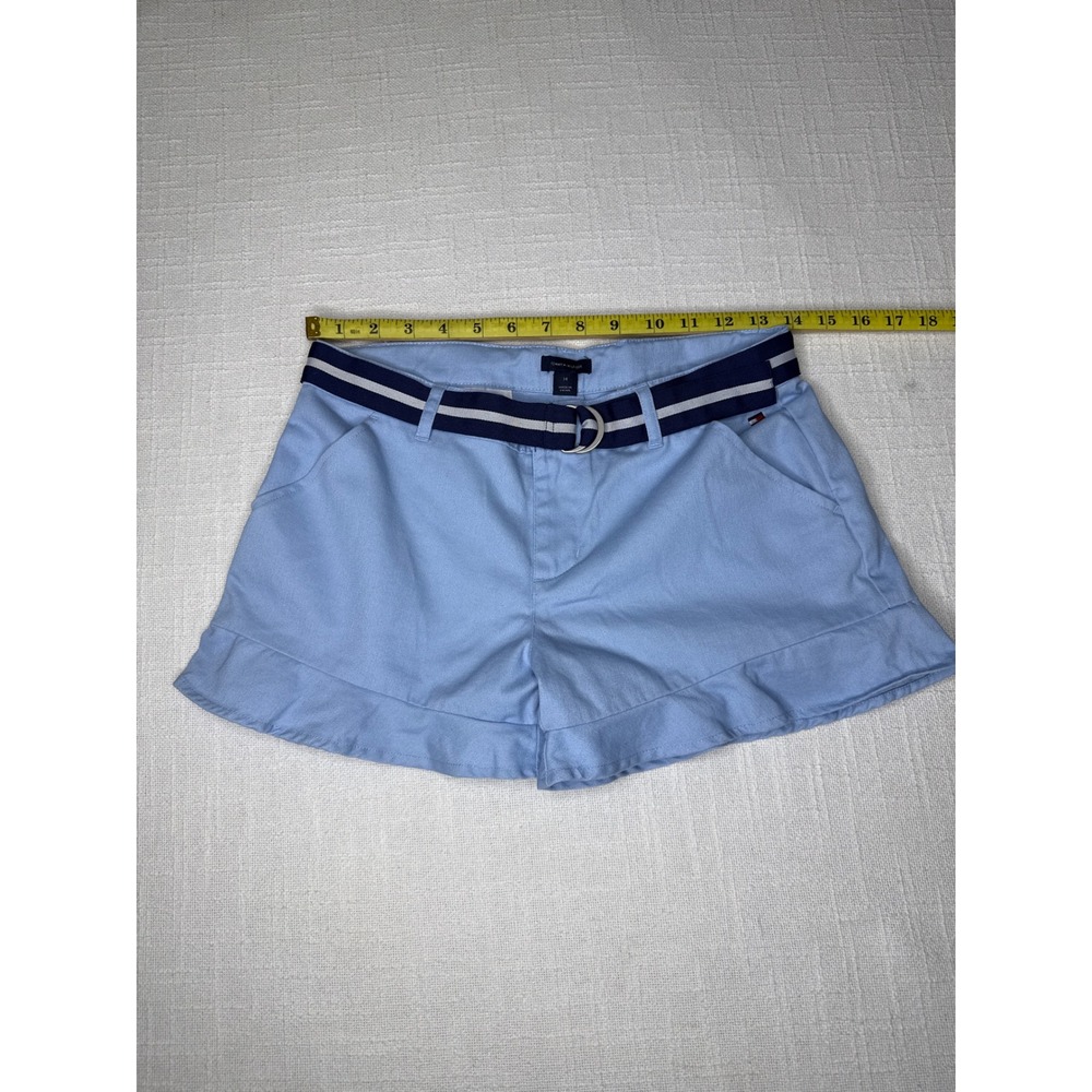 Tommy Hilfiger Ruffle Shorts Girls 14 Blue Cotton Belted Preppy School Uniform - Picture 4 of 10